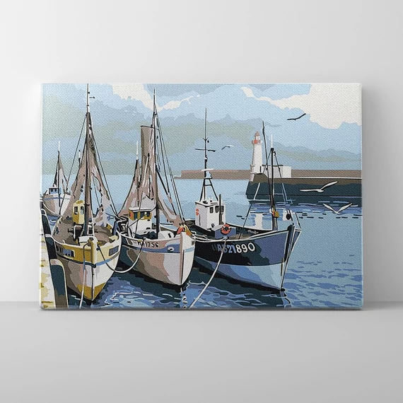 Varázslatos kikötő - Számfestő készlet, kerettel (30x40 cm) 