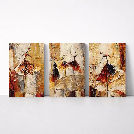 Tánc - Többrészes számfestő, kerettel (50x120 cm)