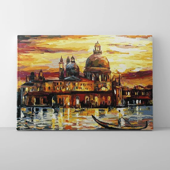 Aranyló naplemente Velencében - Számfestő készlet, kerettel (40x50 cm)