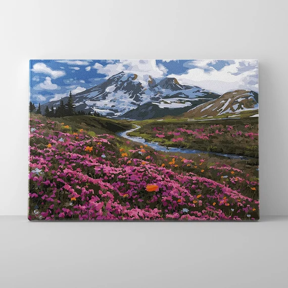 Virágzó hegyi rétek - Számfestő készlet, kerettel (40x50 cm)