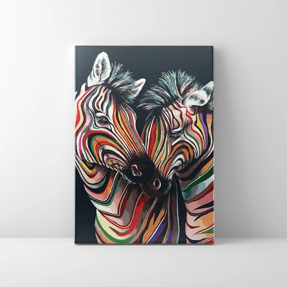 Színes zebrák - Számfestő készlet, kerettel (40x50 cm)