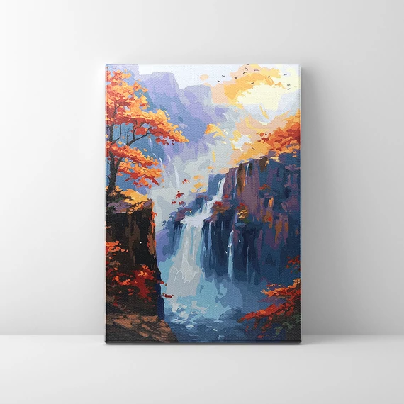 Vízesés - Számfestő készlet, kerettel (40x50 cm)