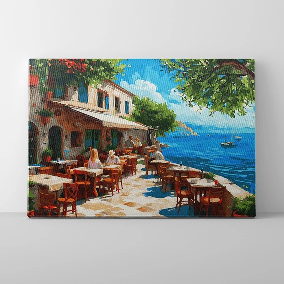 Tengerparti terasz - Számfestő készlet, kerettel (40x50 cm)