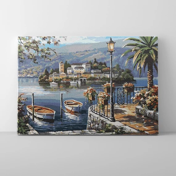 Pálmafás kikötő - Számfestő készlet, kerettel (40x50 cm)