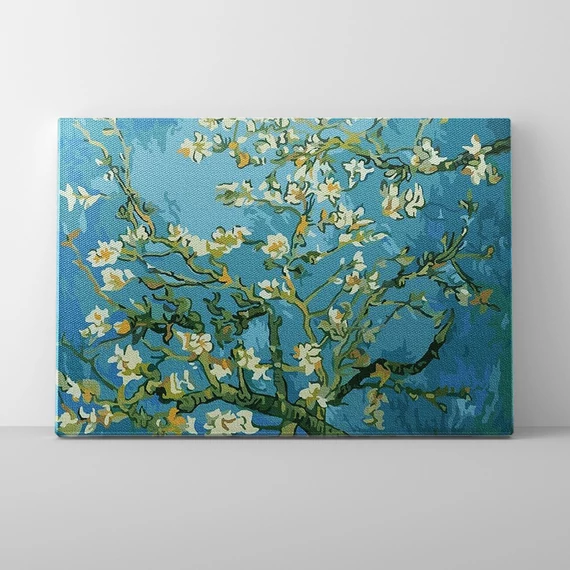 Van Gogh: Virágzó mandulaágak - Számfestő készlet, kerettel (40x50 cm)
