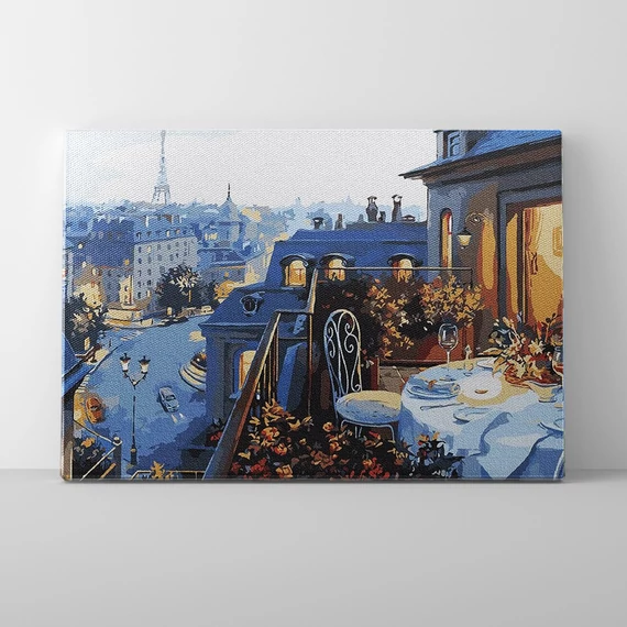 Vacsora Párizsban - Számfestő készlet, kerettel (40x50 cm)
