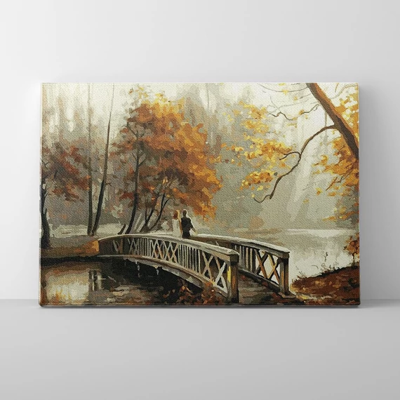 Híd az őszi parkban - Számfestő készlet, kerettel (40x50 cm)