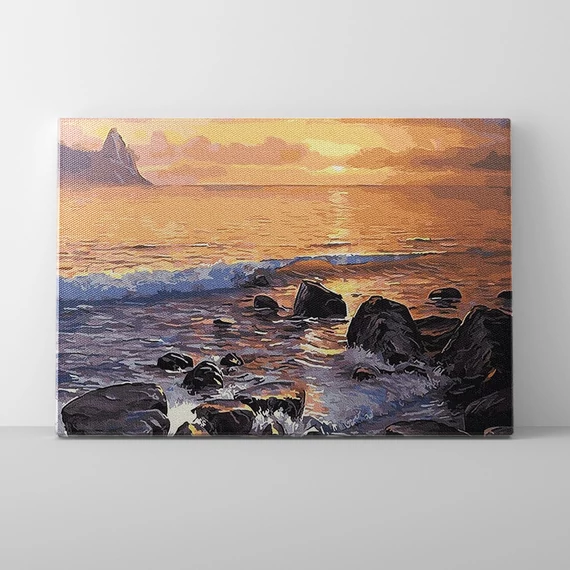 Naplemente a tengerparton - Számfestő készlet, kerettel (40x50 cm)