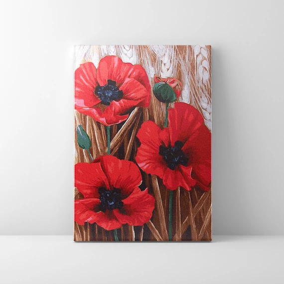 Skarlát pipacs - Számfestő készlet, kerettel (40x50 cm)