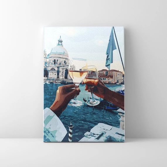 Romantika Velencében - Számfestő készlet, kerettel (40x50 cm)