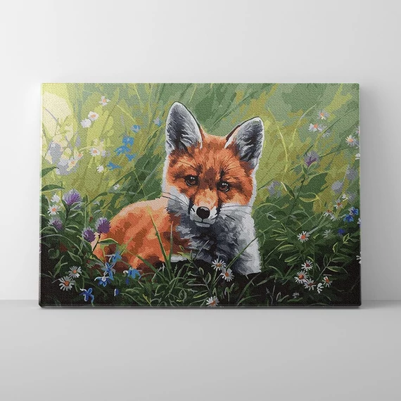 Vörös róka a fűben - Számfestő készlet, kerettel (40x50 cm)