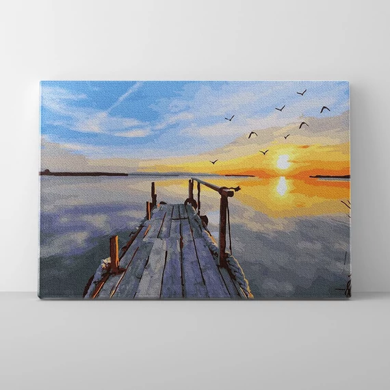 Naplemente a lagúna felett - Számfestő készlet, kerettel (40x50 cm)