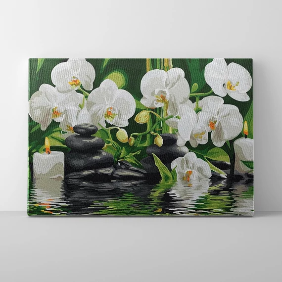 Orchidea a vízen - Számfestő készlet, kerettel (40x50 cm)
