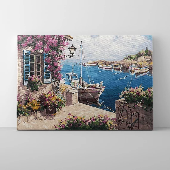 Ház a mólón - Számfestő készlet, kerettel (40x50 cm)
