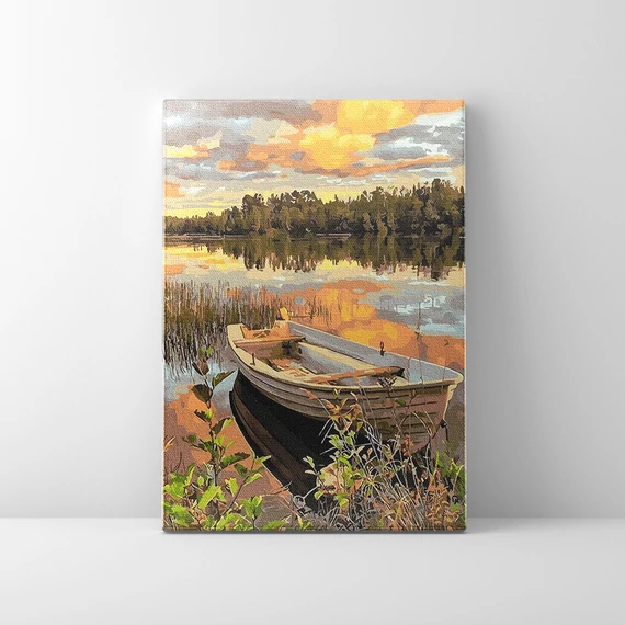 Bárka a tavon - Számfestő készlet, kerettel (40x50 cm)