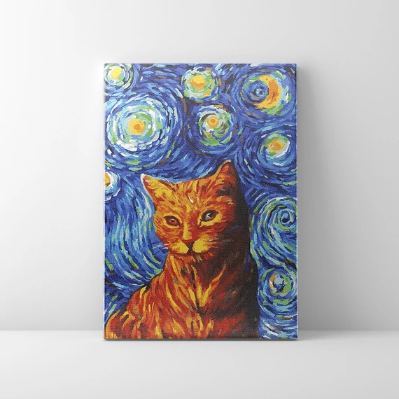 Van Gogh macskája - Számfestő készlet, kerettel (40x50 cm)
