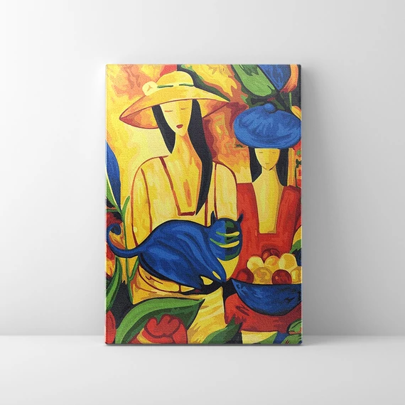 Picasso: Macska és nők - Számfestő készlet, kerettel (40x50 cm)