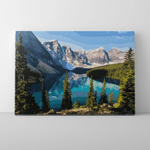 A hegyi tó szépsége - Számfestő készlet, kerettel (40x50 cm)