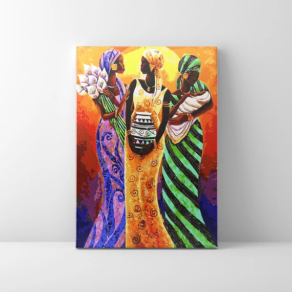 Nők Afrikában - Számfestő készlet, kerettel (40x50 cm)
