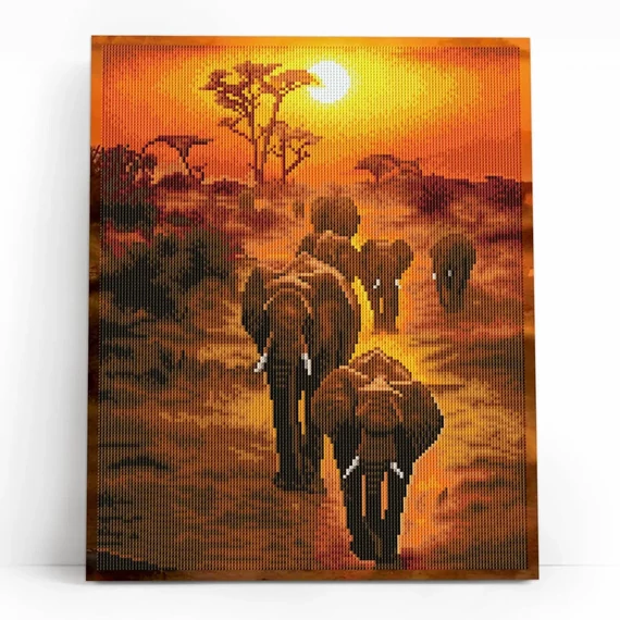Szafari hangulat - Gyémántszemes kirakó készlet, kerettel (40x50 cm)