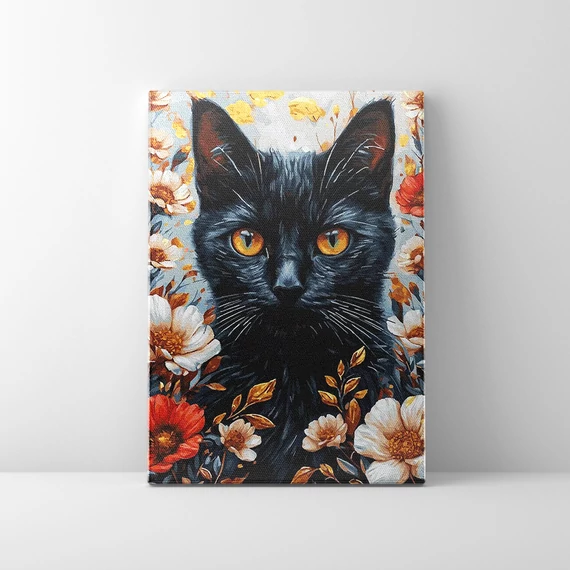 Aranytekintetű cicus - Számfestő készlet, kerettel (40x50 cm)
