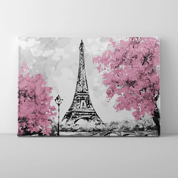 Eiffel torony virágzásban - Számfestő készlet, kerettel (40x50 cm)