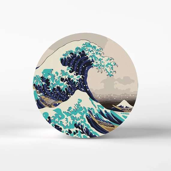 Kanagawa hullámai - Számfestő készlet, kerek kerettel (40x40 cm)