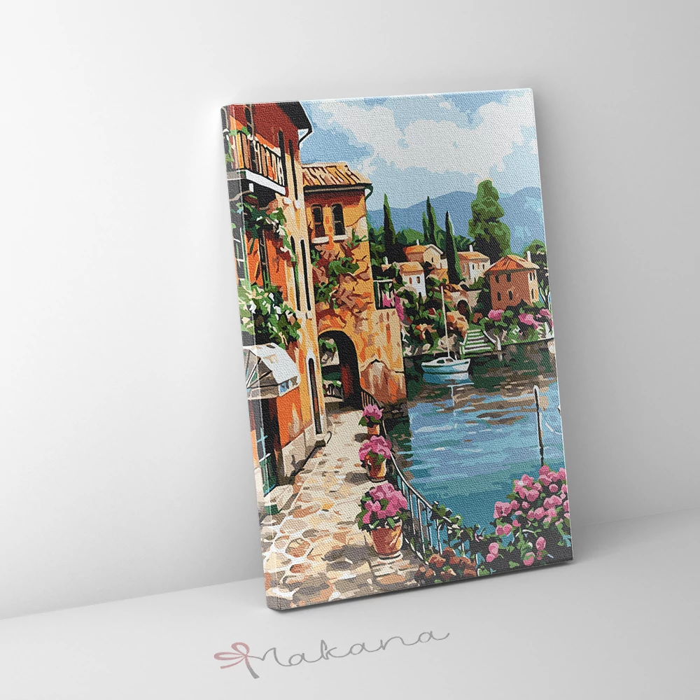 Napsütötte Positano - Számfestő készlet, kerettel (40x50 cm)